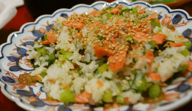 レンジで簡単♪　野沢菜（青菜）で菜飯の写真