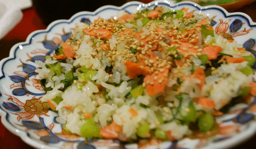 レンジで簡単♪　野沢菜（青菜）で菜飯の画像