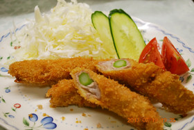 極旨~♪ アスパラの肉巻きフライ
