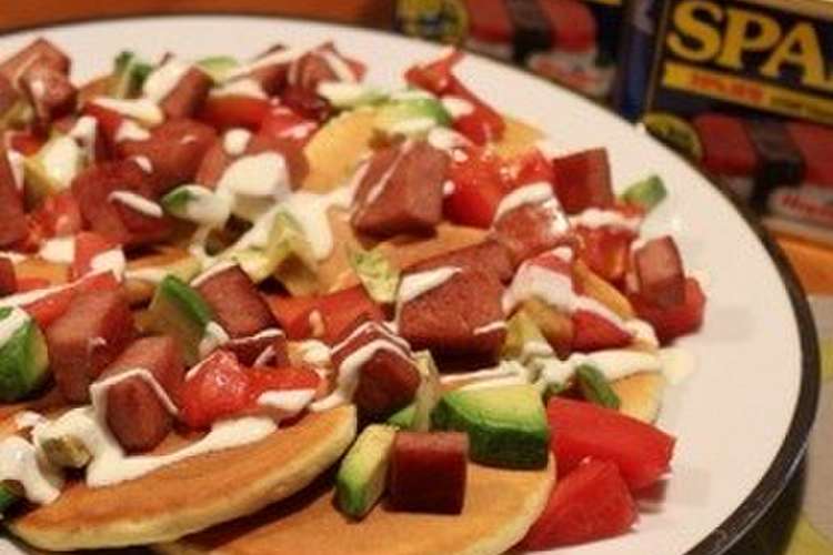 スパムとトマト アボカドのパンケーキ レシピ 作り方 By ネズミイロのネコ クックパッド 簡単おいしいみんなのレシピが350万品