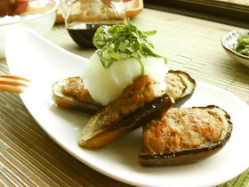 丸ごと茄子カップ和風バーグ❤