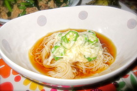 夏バテに!!山芋&オクラそうめん