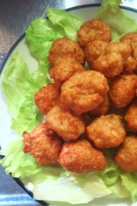 簡単!節約!鶏ひき肉と豆腐のカラアゲくん