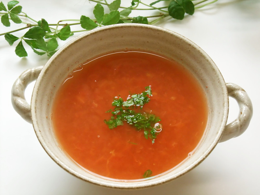 味付けはケチャップのみ✿生トマトのスープの画像
