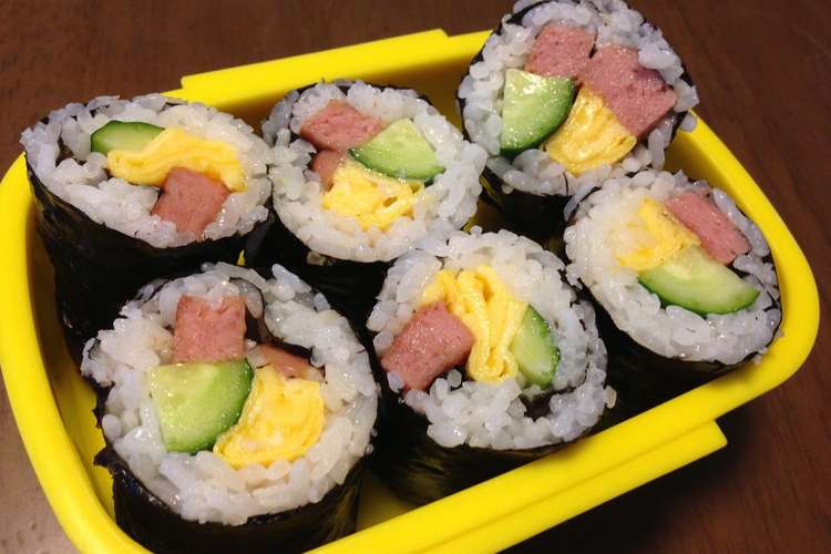 簡単 華やか スパム巻き寿司 レシピ 作り方 By まっつん３ クックパッド 簡単おいしいみんなのレシピが353万品