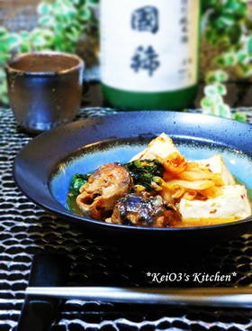 さんま缶と豆腐のキムチ煮