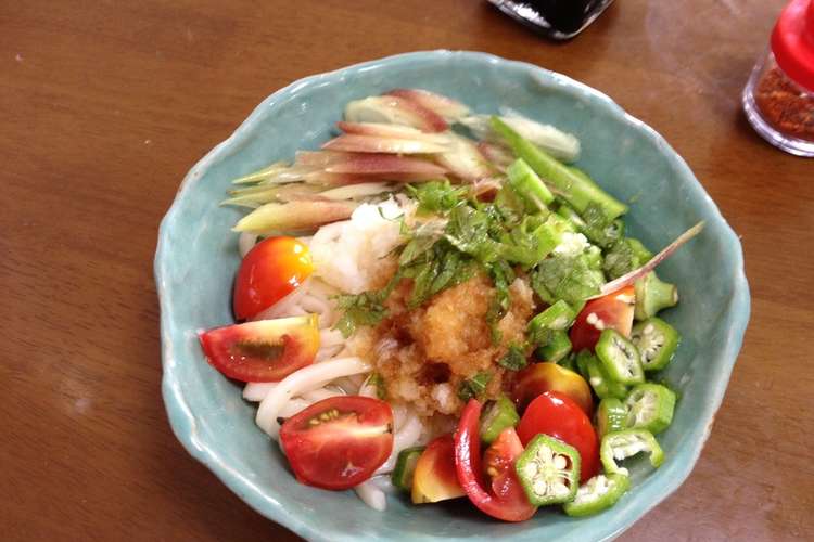 スダチおろしうどんに夏野菜載せて レシピ 作り方 By 祖師谷のアラシ クックパッド