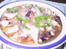 たこと白菜のピリ辛・はるさめスープ風