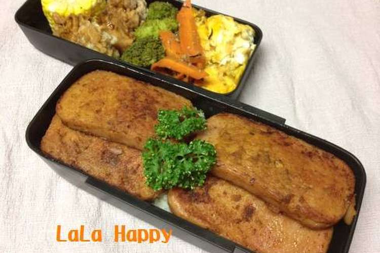 スパムでガッツリ男子弁当 レシピ 作り方 By Lalahappy1 クックパッド 簡単おいしいみんなのレシピが364万品