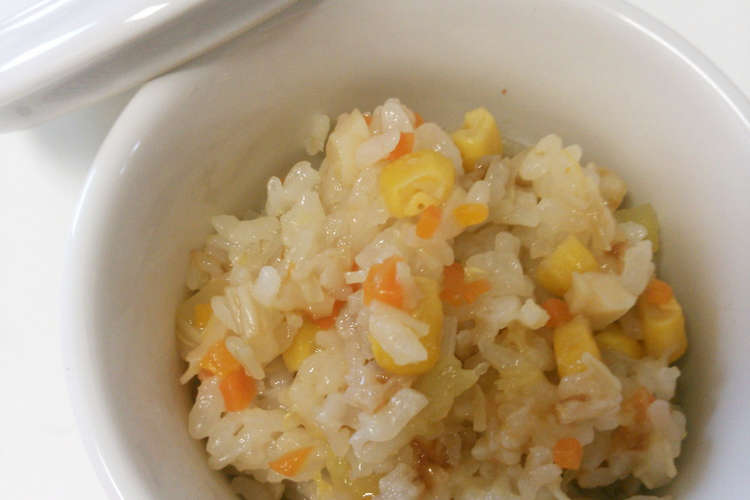 幼児食 ホタテと野菜の炊き込みご飯 レシピ 作り方 By Moana Mama クックパッド