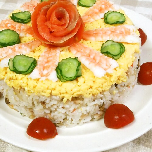 お祝いに ちらし寿司ケーキ レシピ 作り方 By ふうさく77 クックパッド 簡単おいしいみんなのレシピが355万品