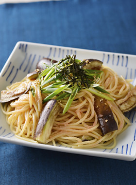 なすの和風冷製たらこスパゲティ