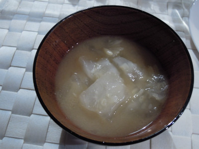 冬瓜のわたのお味噌汁の画像