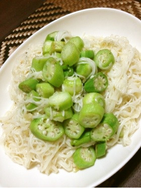 オクラのそうめんチャンプル