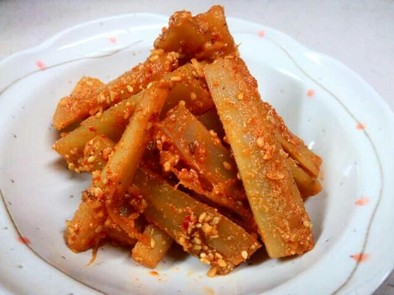 韓国風 たたきごぼうの唐辛子酢味噌和えの写真