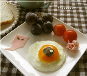 夏!レンジで*目玉おやじ*朝食プレート