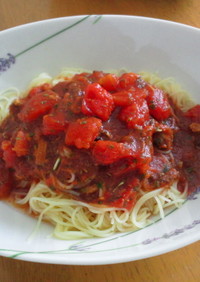 トマトとマグロの冷製スパゲティ