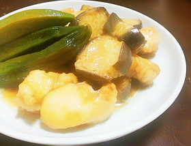 【簡単】鶏肉となす、おくらの揚げ浸し