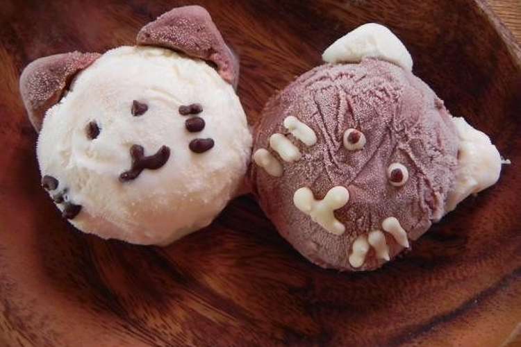 アイスで簡単デコ★猫アイス
