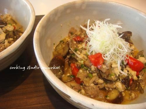 簡単健康レシピ☆茄子と豚肉の味噌豆腐炒めの画像