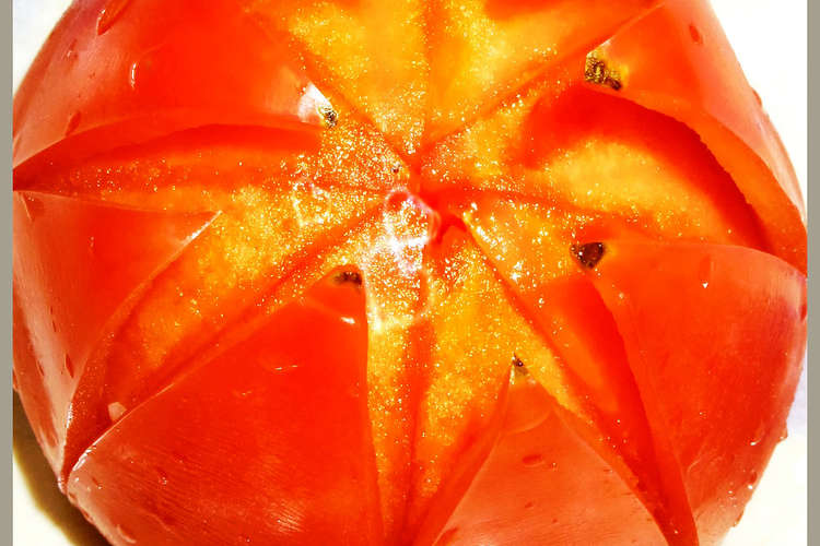 花が咲いたよ 超簡単なトマトの飾り切り レシピ 作り方 By しるびー１９７８ クックパッド 簡単おいしいみんなのレシピが350万品
