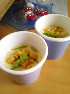 夏のご馳走。コーンの冷たい茶碗蒸し