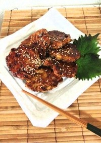 鶏挽肉ｄｅ照焼きごぼうバーグ