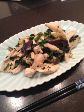 さっぱり茄子とホウレンソウとササミあえ!