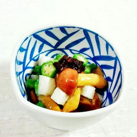 オクラ・なめこ・長芋のネバネバ酢の物♪