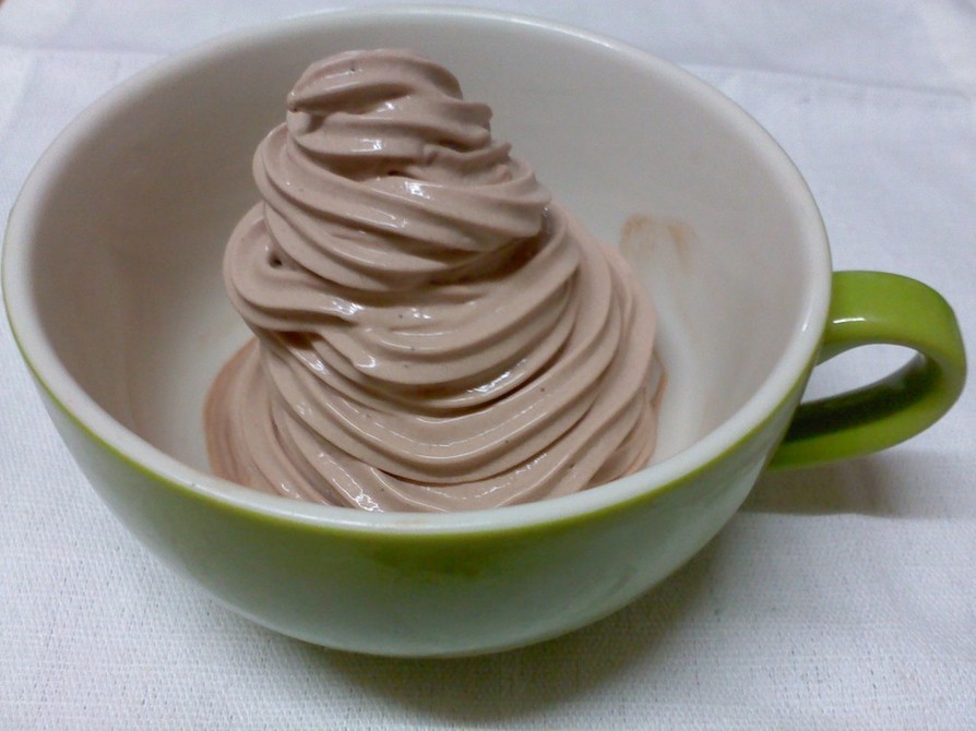 ミルクココアで、チョコソフトクリームの画像
