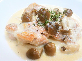 フライパンひとつ鶏肉ときのこのクリーム煮