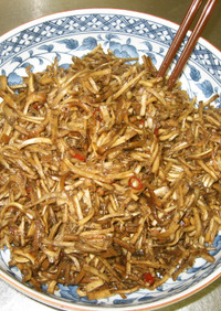 エコ料理、椎茸の軸のキンピラ