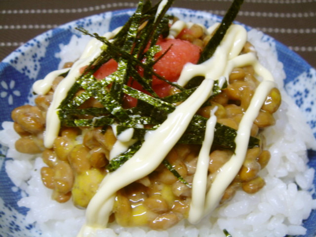 朝食に美味しい納豆ご飯の画像