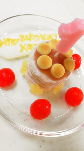1歳バースデイ☆簡単離乳食誕生日ケーキ