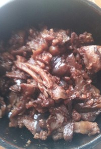 茄子、舞茸、ひき肉の味噌炒め