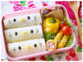 キティちゃんのクルクルサンド☆キャラ弁