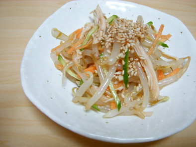 ポン酢で作るもやしとささみの中華サラダの写真