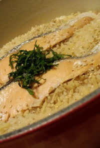 ”ル・クルーゼで作る”鮭の炊き込みご飯
