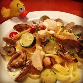 あさりと野菜のクリームソースパスタ♪
