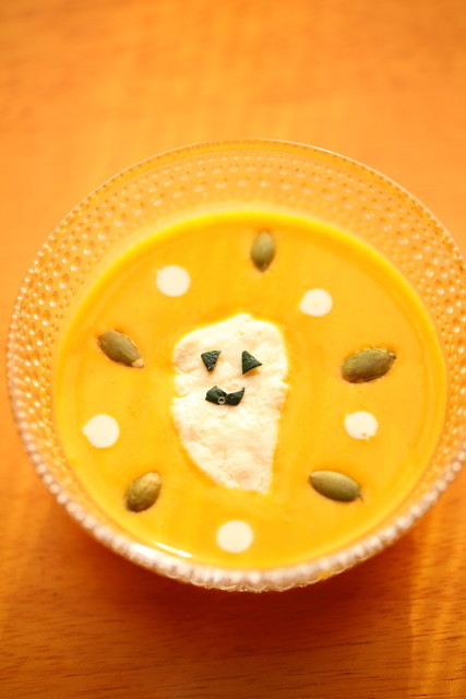 ハロウィンおばけのかぼちゃスープの画像