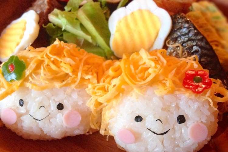 キャラ弁 錦糸卵で女の子おにぎり レシピ 作り方 By ひのちゃんママ クックパッド
