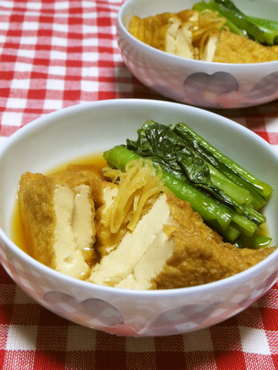 小松菜と厚揚げのあっさり煮物の写真