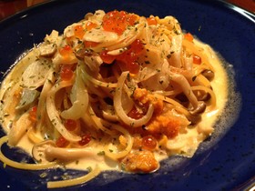 ウニとイクラの和風クリームパスタ