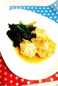 小松菜と冷凍シューマイの簡単煮