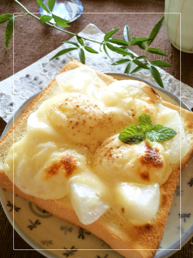 梨×マシュマロのミルキーチーズトーストの写真
