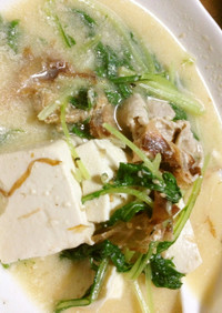☆豚と豆腐と水菜de豆乳鍋風スープ☆