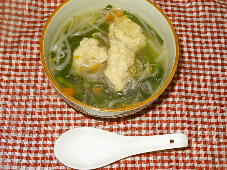 もやしとにらと肉団子の中華風スープの画像
