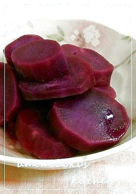 甘酸っぱい！紫芋のレモン煮の画像