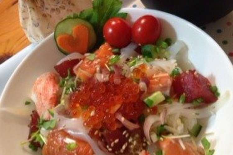 簡単 カワイイ 海鮮丼 レシピ 作り方 By なおちゃん0806 クックパッド 簡単おいしいみんなのレシピが373万品
