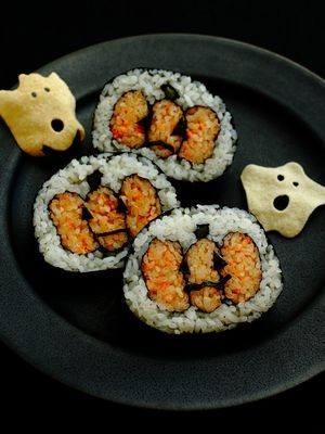 ハロウィンの飾り巻き寿司の画像